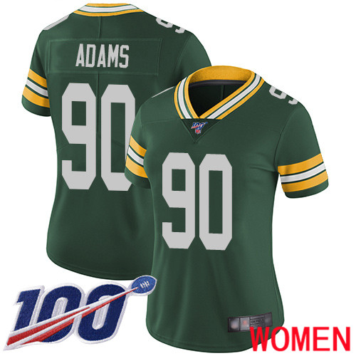 Green Bay Packers Limited Green Women #90 Adams Montravius Home Jersey Nike NFL 100th Season Vapor Untouchable->youth nfl jersey->Youth Jersey